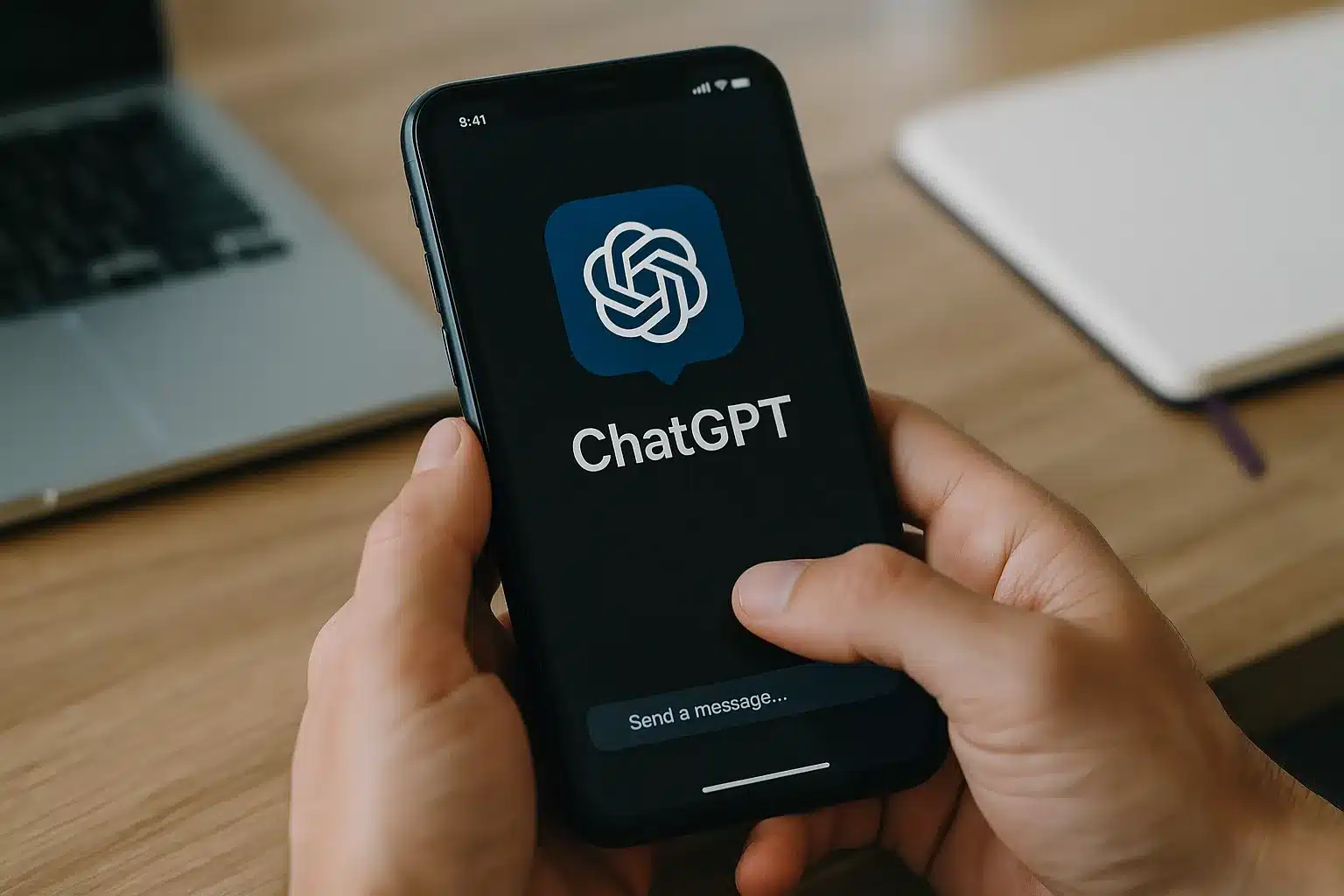 ChatGPT Alltag: Smartphone mit ChatGPT App