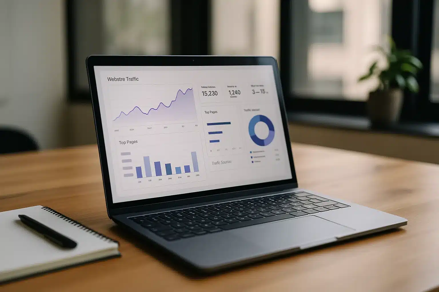 Google Analytics Alternativen - Notebook mit Dashboard