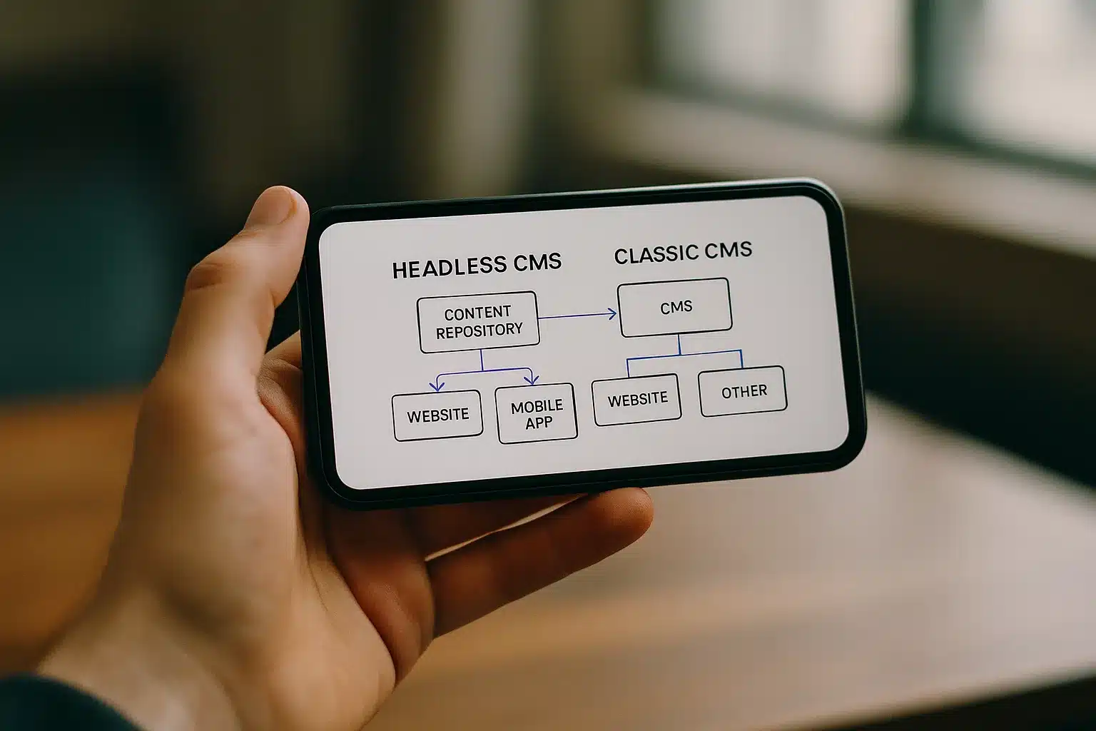 Diagramm: Headless CMS vs klassisches CMS