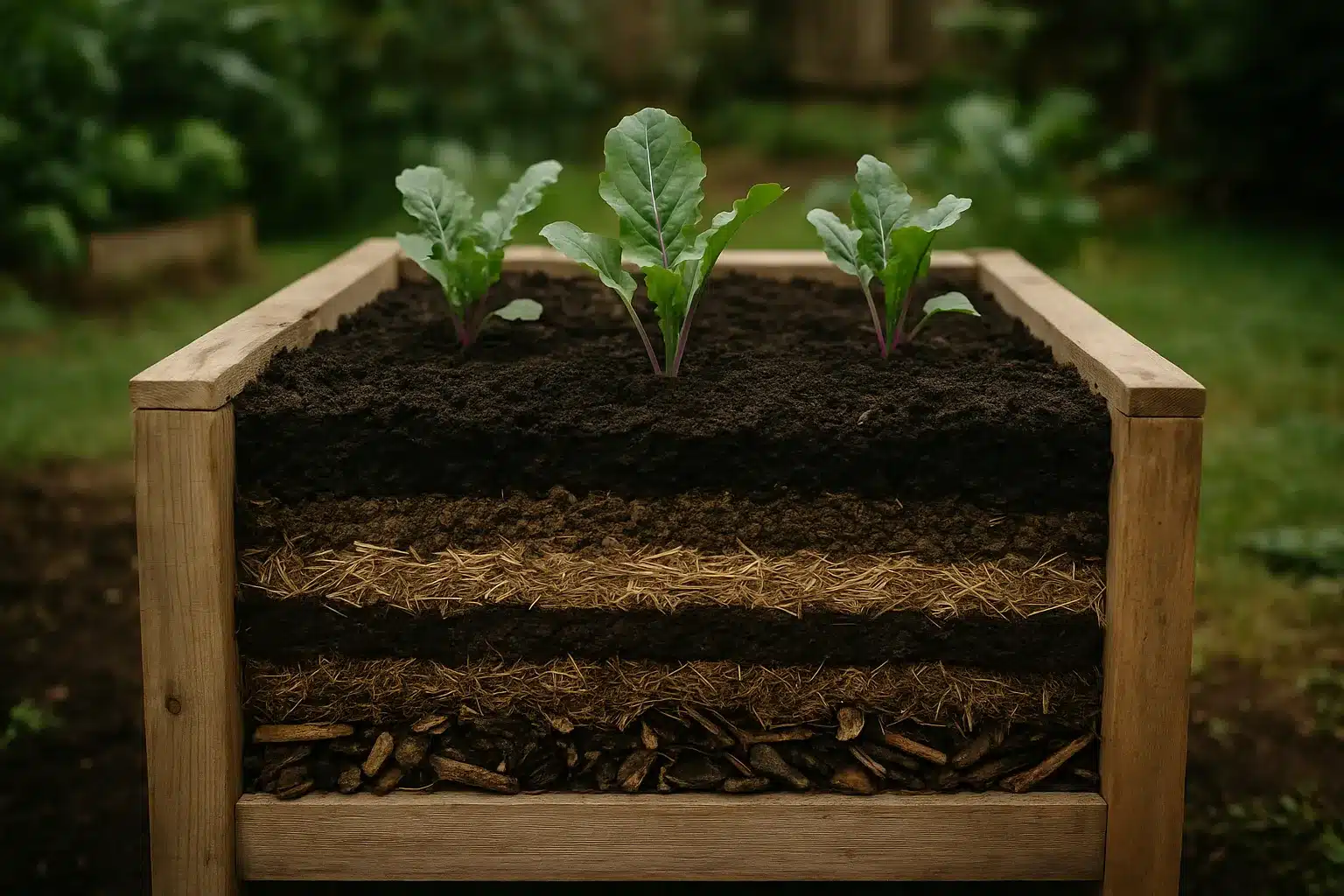 Querschnitt eines Beets – Hochbeet bepflanzen Schritt für Schritt