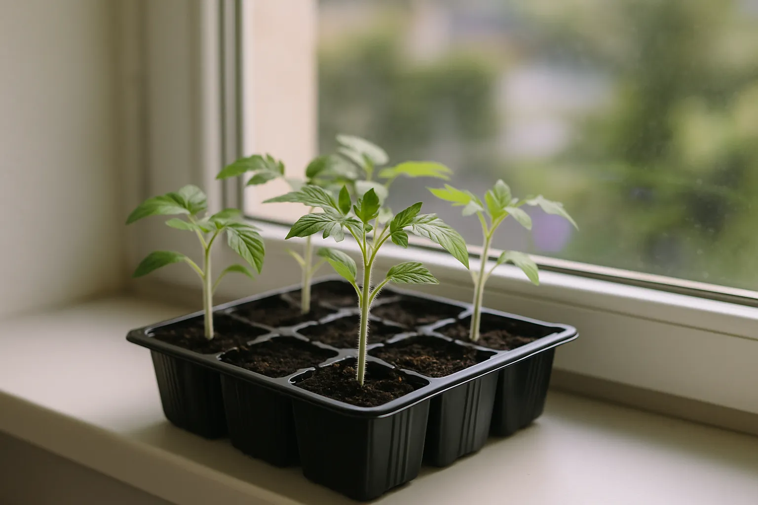 Tomaten vorziehen auf der Fensterbank: gleichmäßiges Licht, milde Wärme