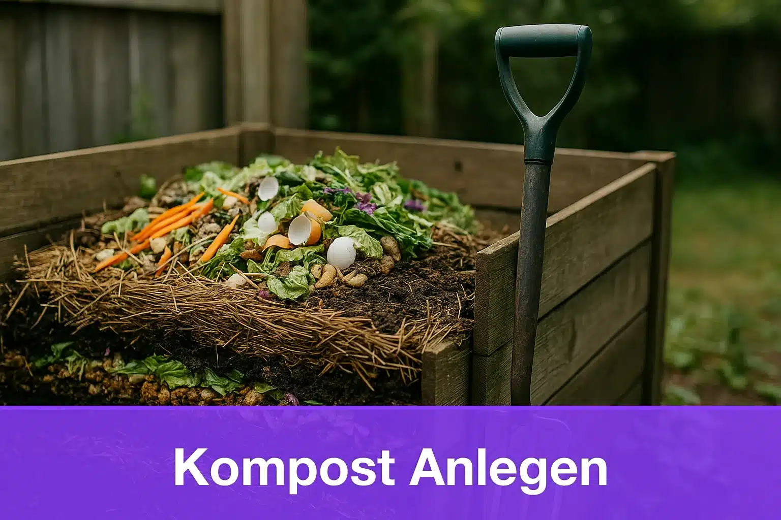 Kompost anlegen - Ein Kompost mit Kompost Gabel