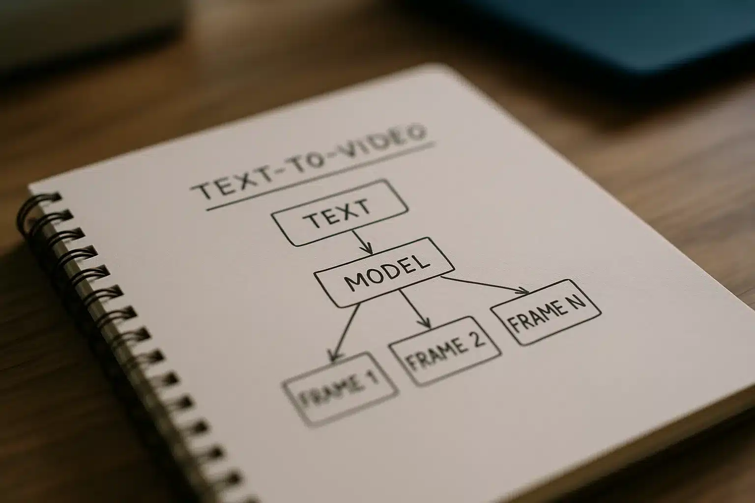 Pipeline von AI Text to Video: Vom Prompt zur zeitlichen Diffusion über mehrere Frames Skizze der Modell-Pipeline von AI Text to Video