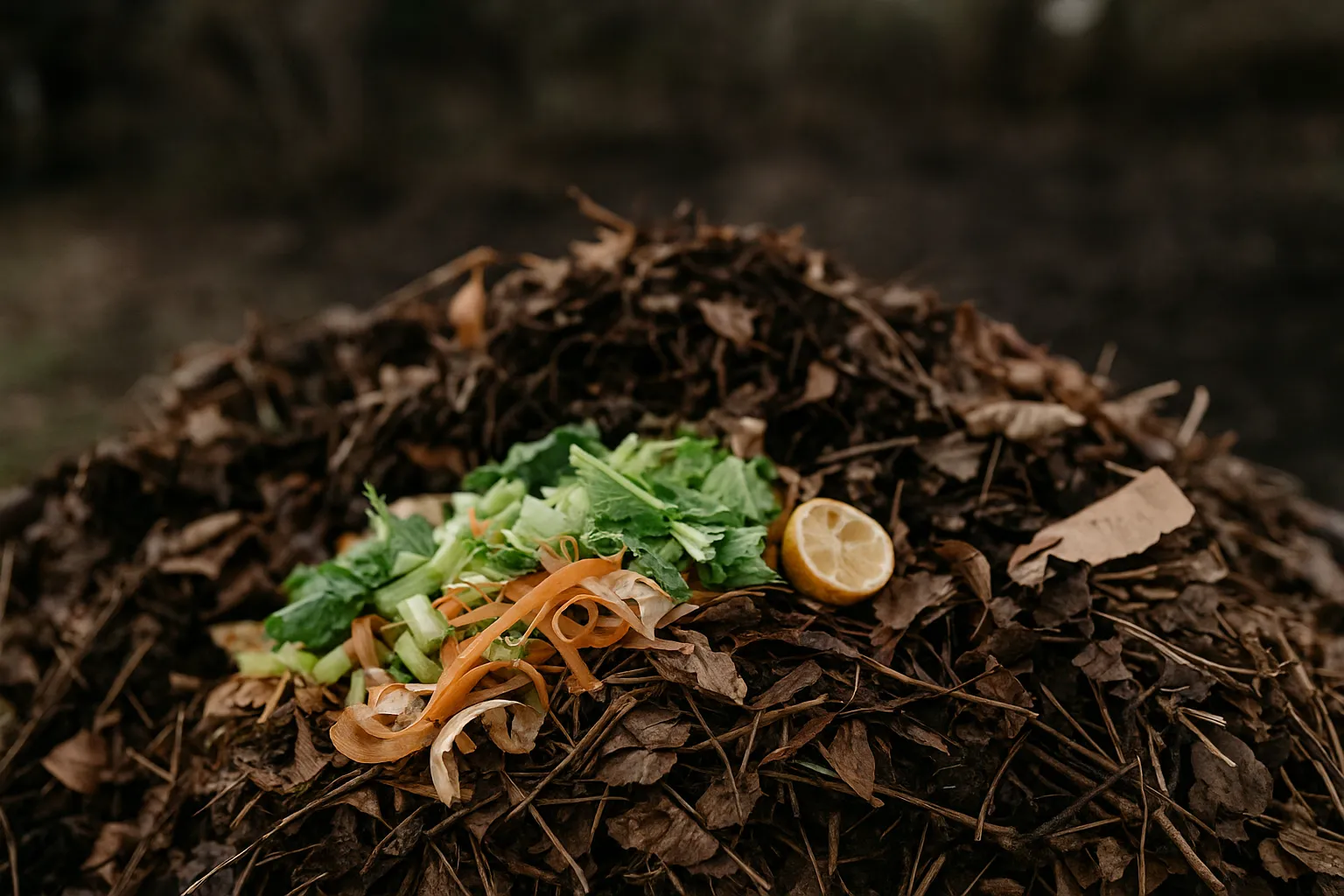 Winterkompost Materialmix aus Grün- und Braunanteilen