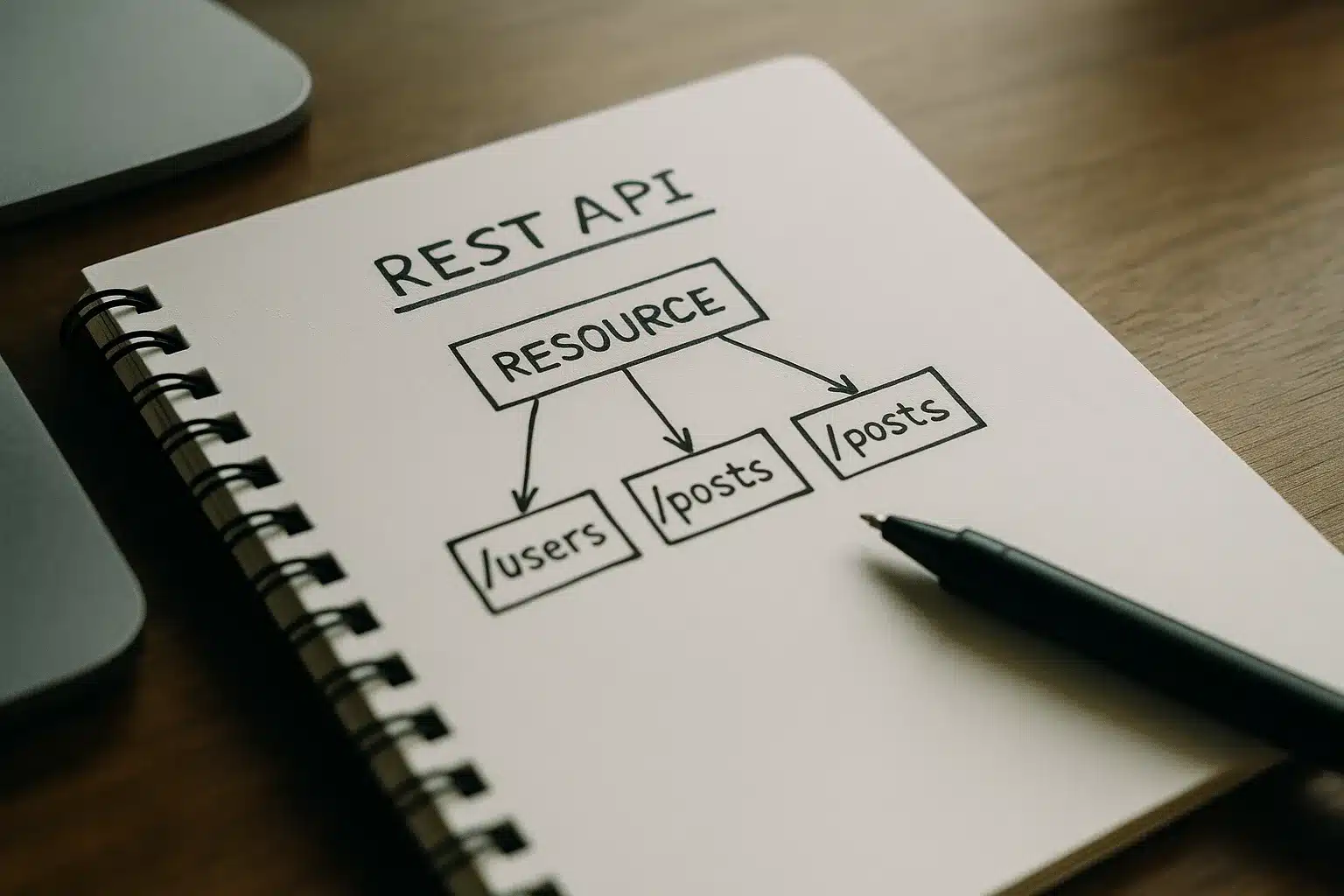 Skizze für Ressourcen- und Pfaddesign im REST API Tutorial