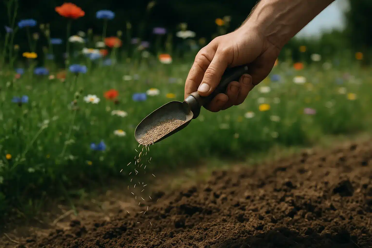 Schnittzeitpunkt und Nachsaat auf der Blühwiese