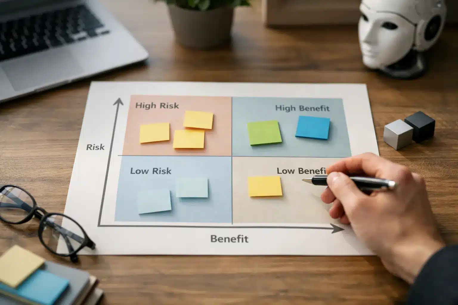 AI Tools Übersicht als Entscheidungsmatrix: Kategorien nach Risiko und Nutzen