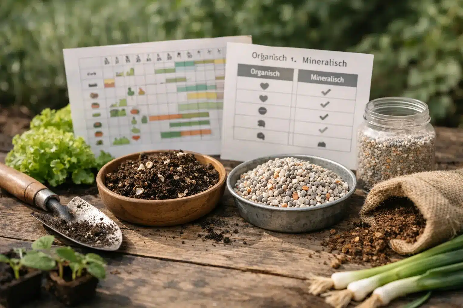 Garten kalender: Düngeplan nach Kulturen, organisch und mineralisch im Vergleich