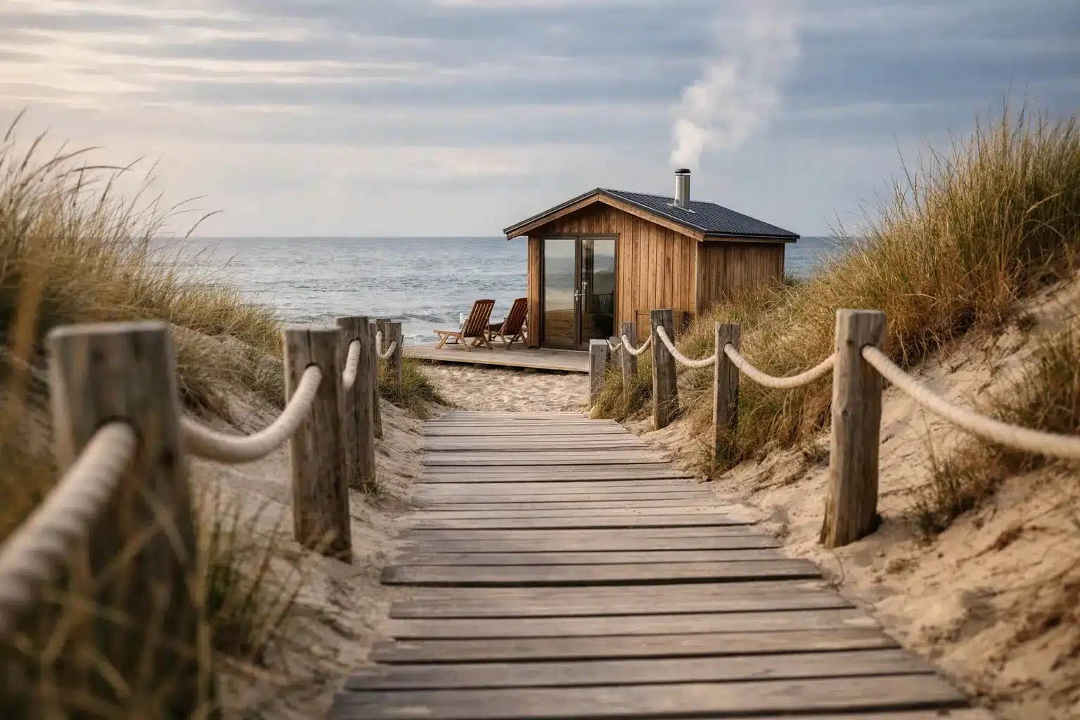 Dünenweg zur Sauna am Meer: Wellnessurlaub am Wochenende Ideen an der Nordsee