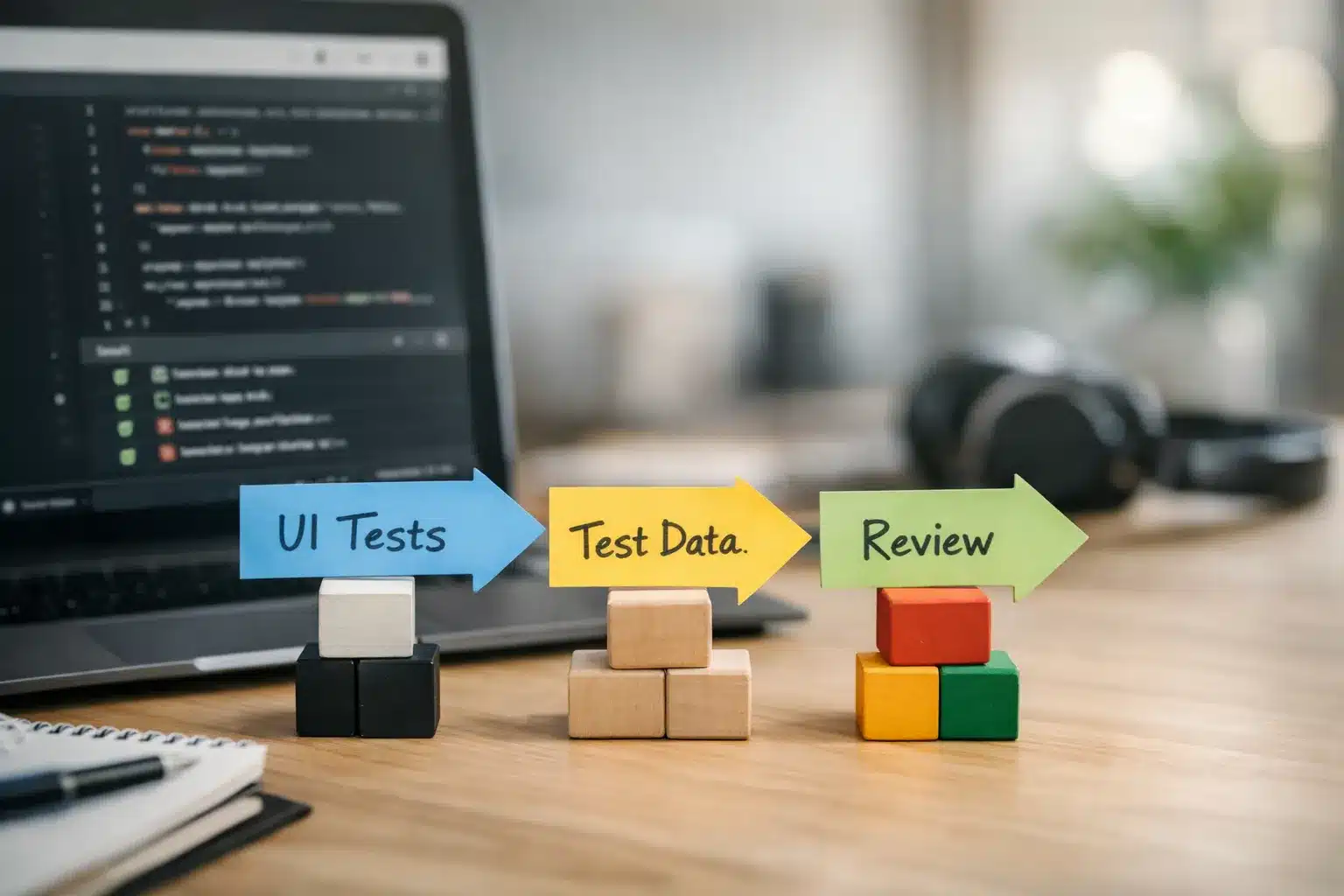 Pipeline mit ui-tests, Testdaten und Review Stufen