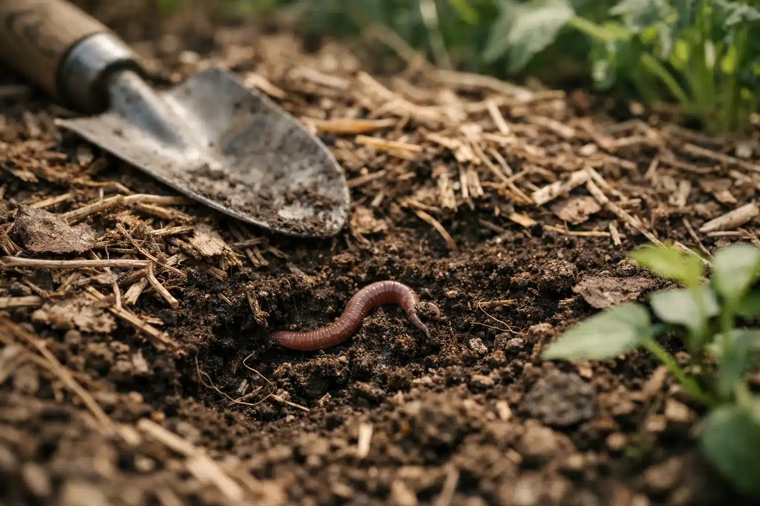 Mulchdecke und Regenwurmaktivität, Gartenboden verbessern durch No Dig und organische Abdeckung