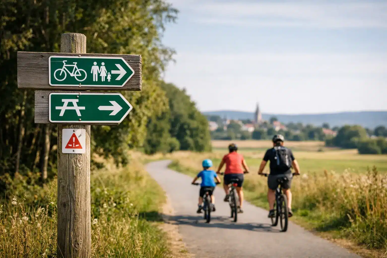 Outdoor Aktivitäten Deutschland: familienfreundlicher Radweg durch Wald und Wiesen