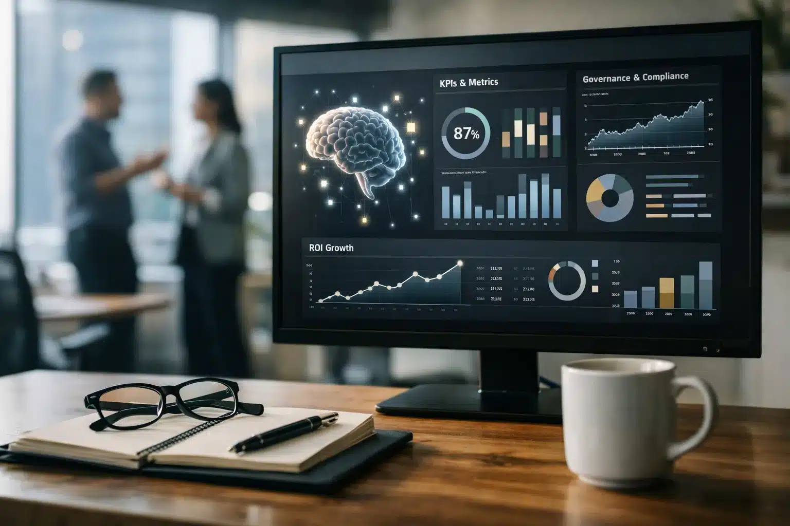 Dashboard für ki-ausblick 2026 im Unternehmen mit KPIs und Governance