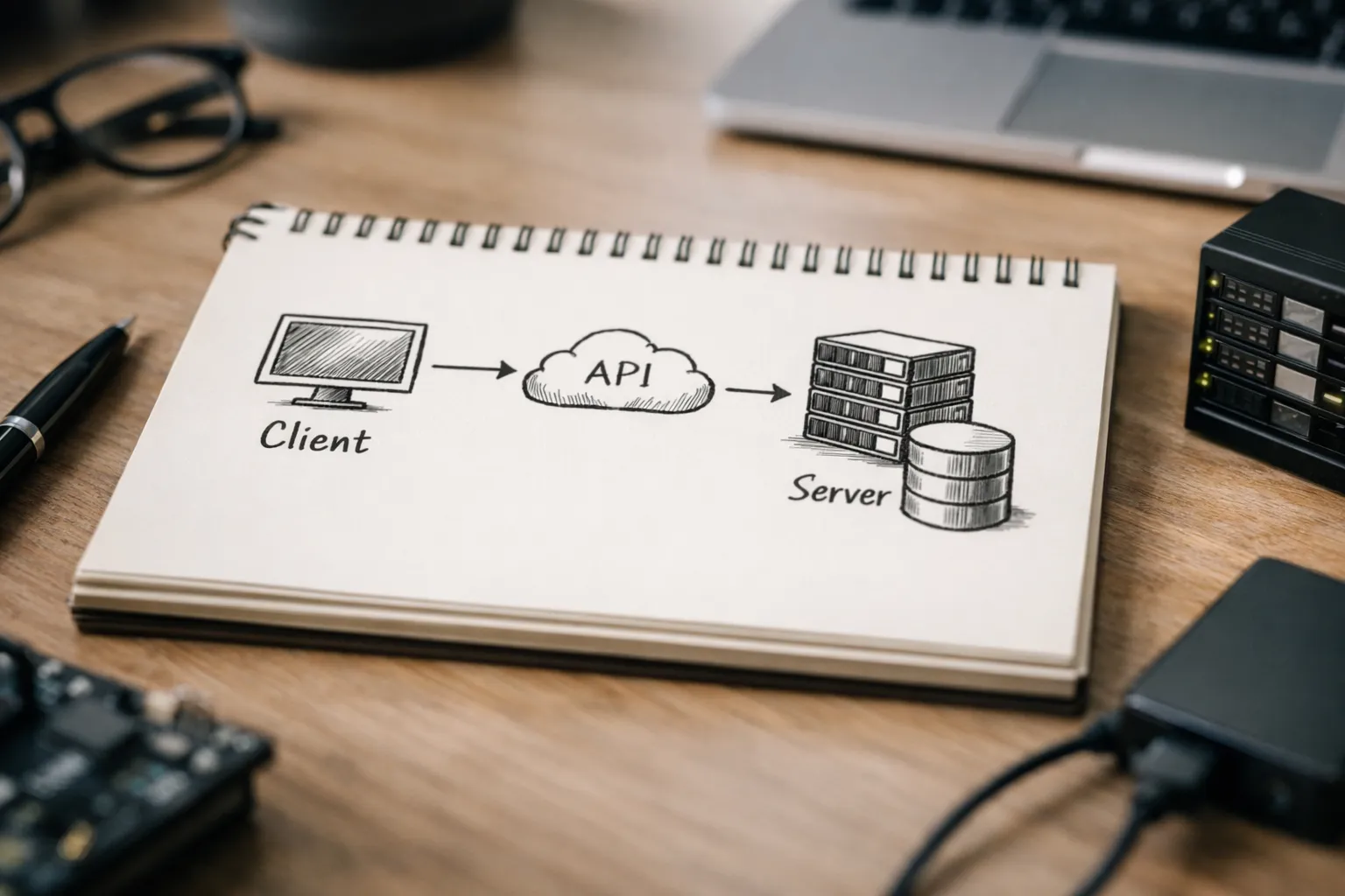 Backend Grundlagen im Client-Server-Prinzip als einfaches Diagramm