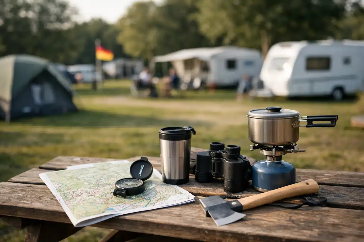 tipps für campinganfänger auf einem übersichtlichen Campingplatz in Deutschland