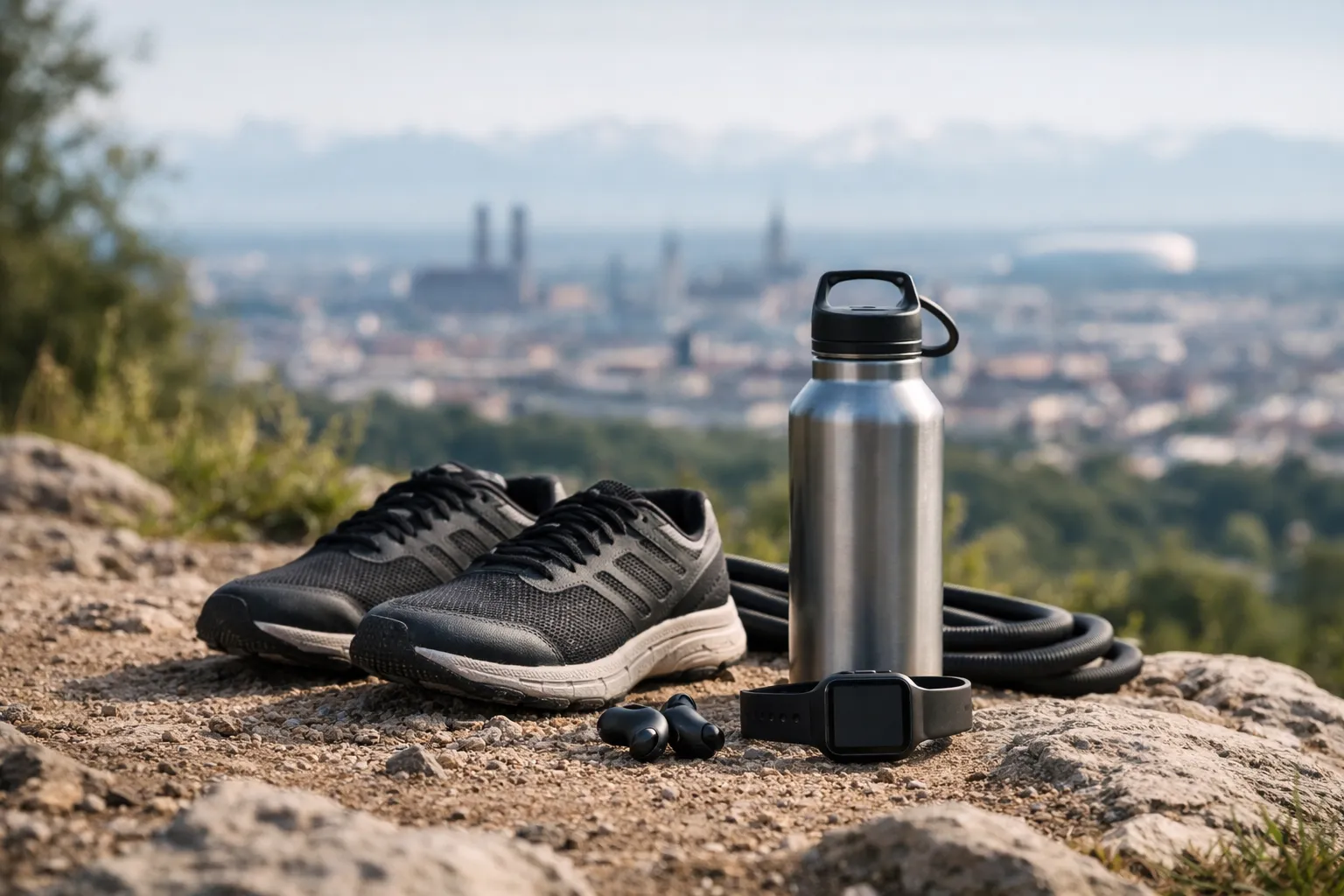 outdoor-workouts 2026 auf einem Trail oberhalb von München