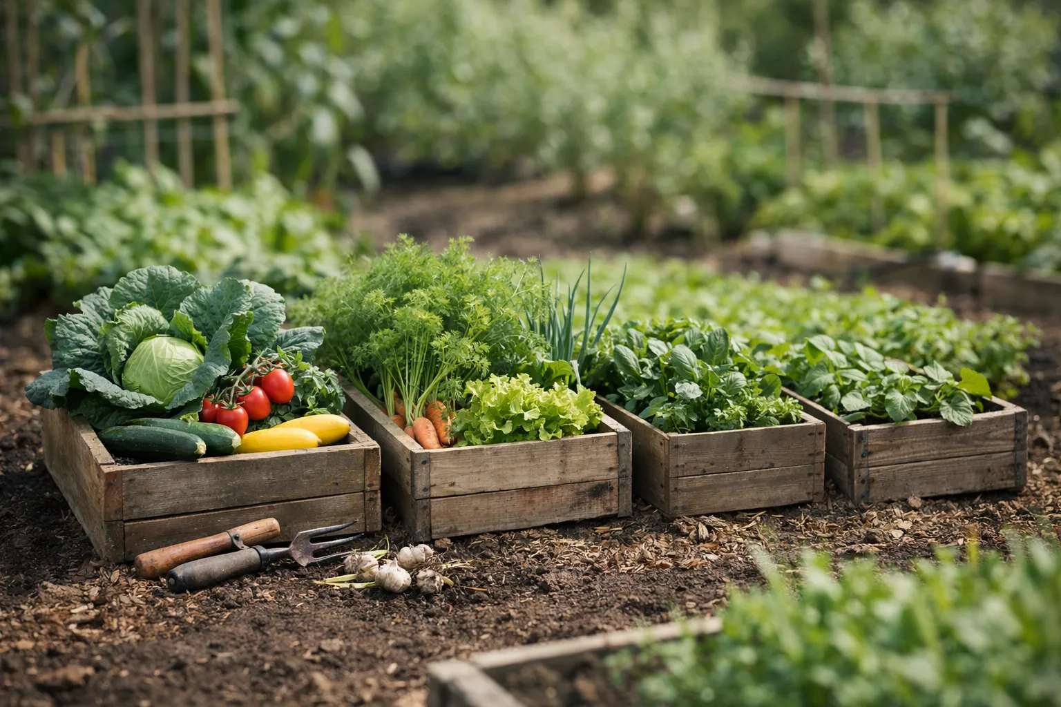 Beispiel für Fruchtfolge Garten mit Starkzehrern, Mittelzehrern und Schwachzehrern